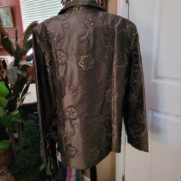 New Susan Graver Formal Evening Jacket Top Green Sequins Sequin Embroide… - Picture 6 of 9